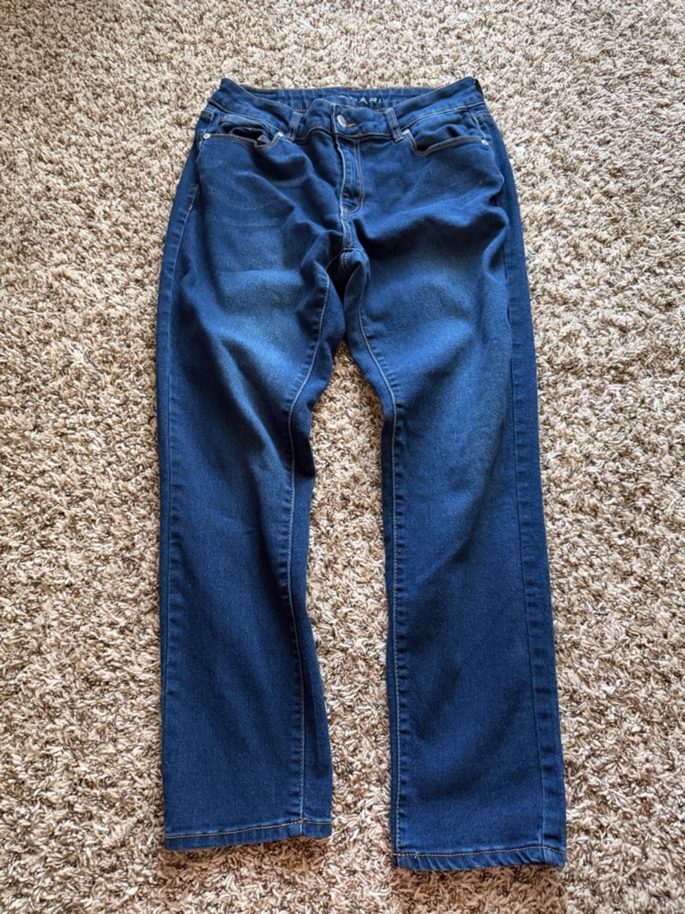 Tahari Medium Blue Denim Jeans with Contrast Stitching